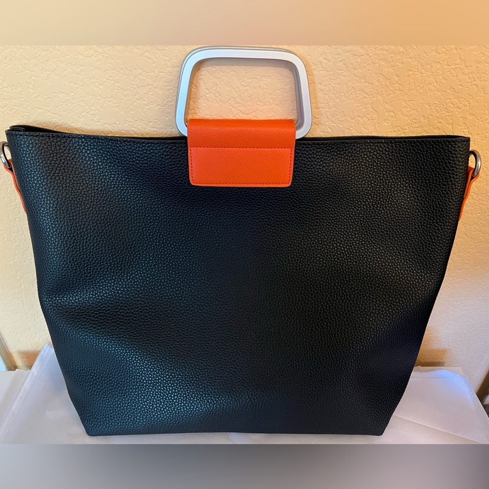 Cirque du Soleil Bag Magnetic w Inner Tote & Extra Shoulder Strap Black Orange